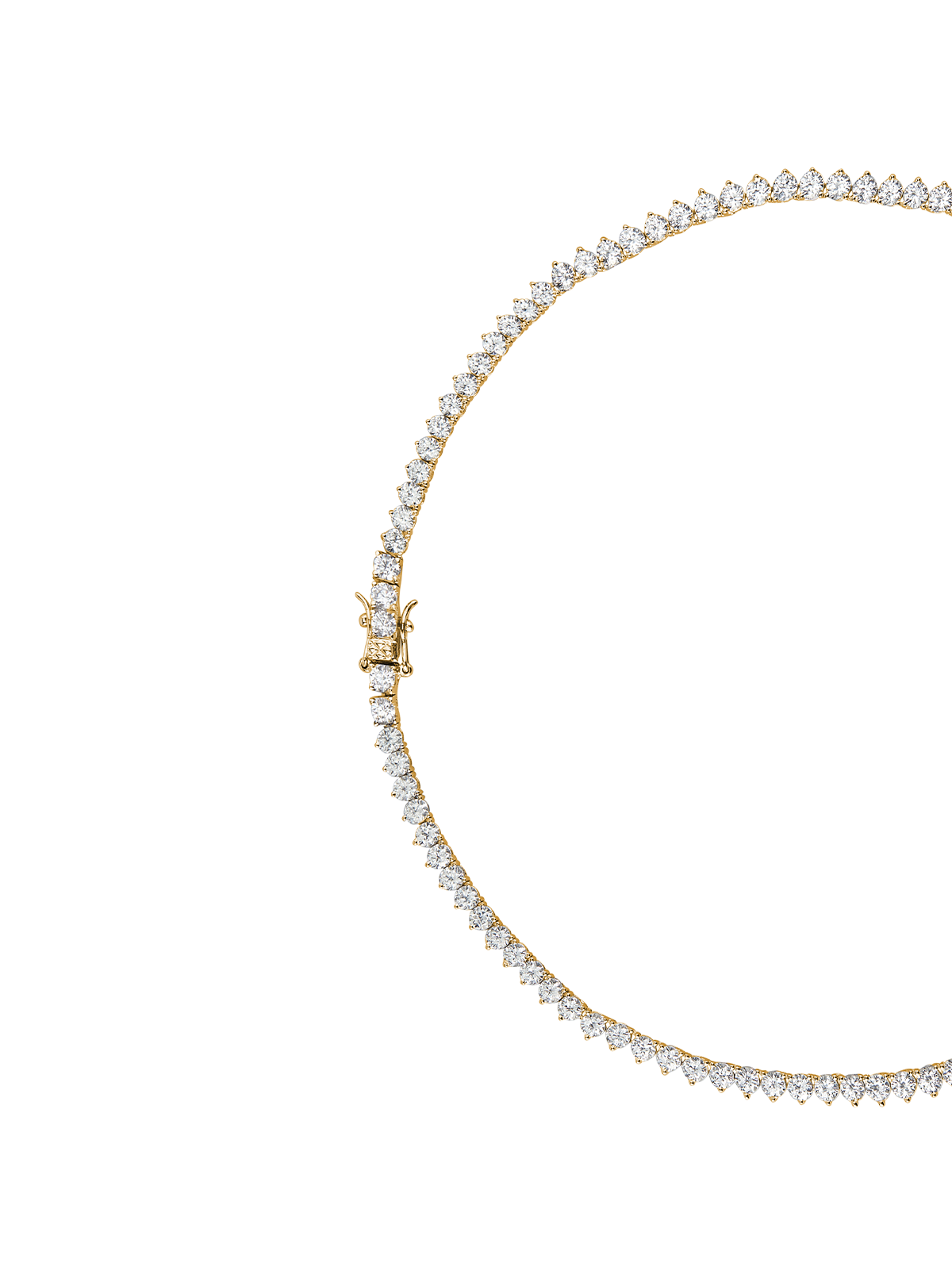 BENNINGTON 3-PRONG 3.75MM, LAB WHITE SAPPHIRE RIVIÈRE NECKLACE, GOLD