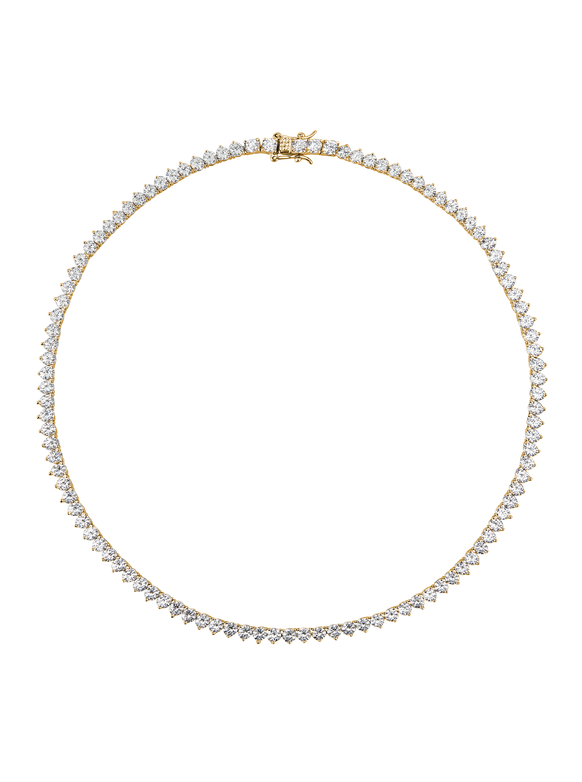 BENNINGTON 3-PRONG 3.75MM, LAB WHITE SAPPHIRE RIVIÈRE NECKLACE, GOLD