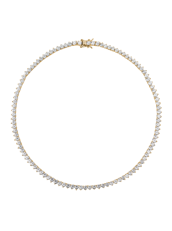 BENNINGTON 3-PRONG 3.75MM, LAB WHITE SAPPHIRE RIVIÈRE NECKLACE, GOLD