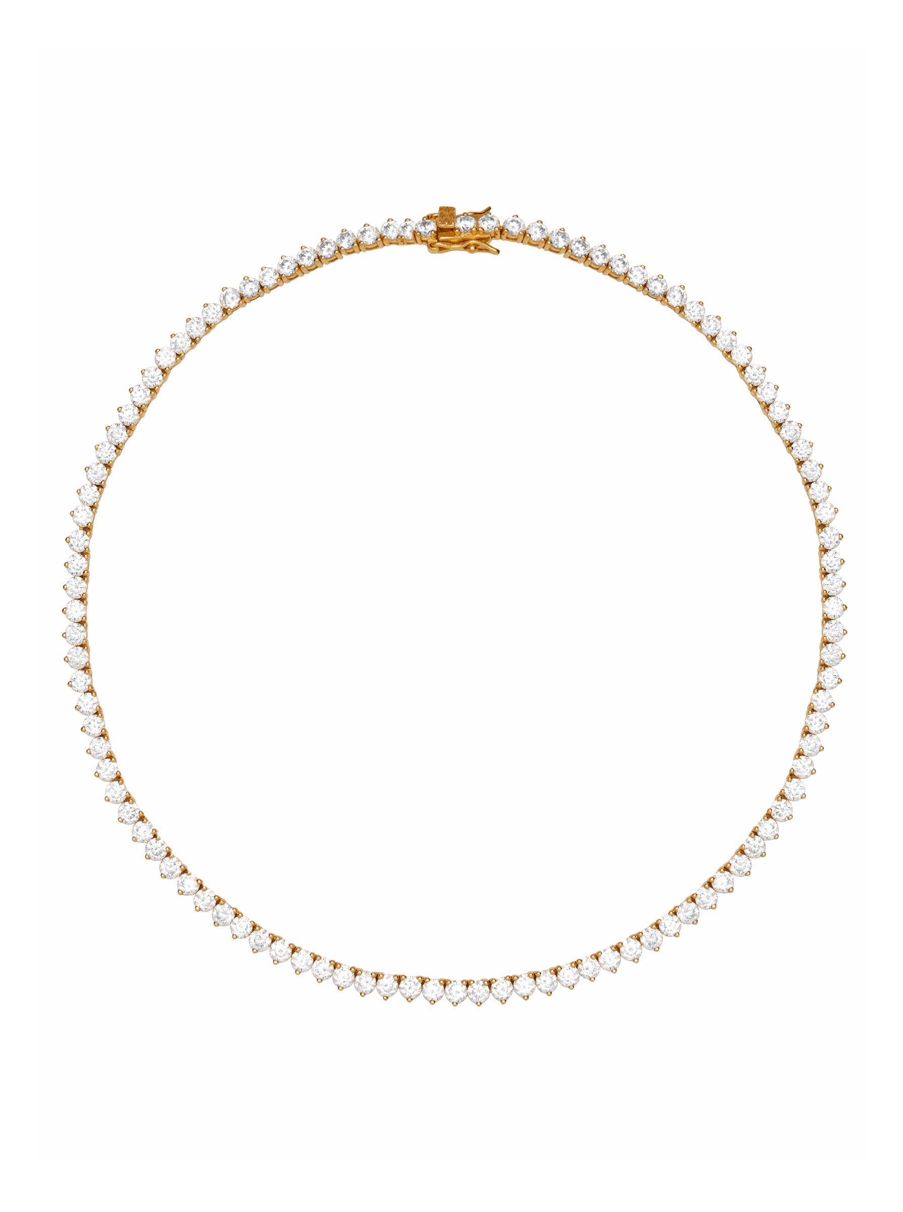 NEW SIZE: BENNINGTON 3-PRONG 3.5MM, LAB WHITE SAPPHIRE GOLD RIVIÈRE NECKLACE