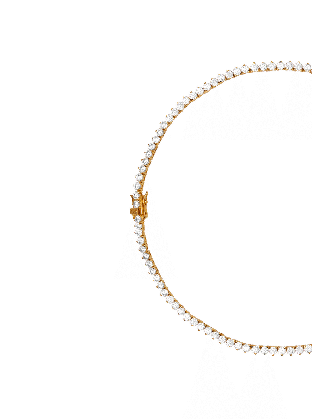 NEW SIZE: BENNINGTON 3-PRONG 3.5MM, LAB WHITE SAPPHIRE GOLD RIVIÈRE NECKLACE