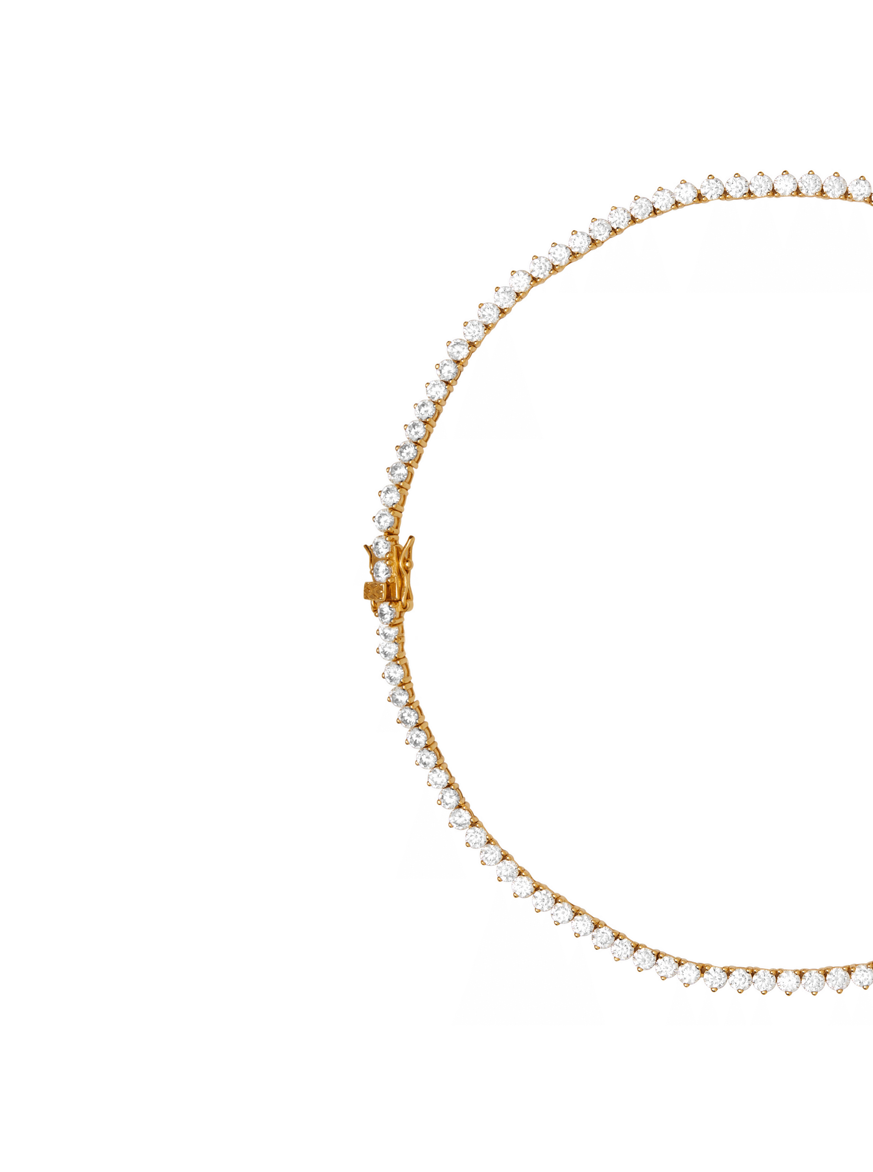 BENNINGTON 3-PRONG 3.5MM, LAB WHITE SAPPHIRE GOLD RIVIÈRE NECKLACE