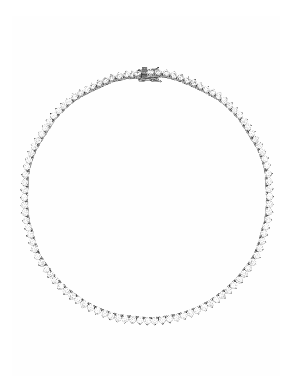 BENNINGTON 3-PRONG 3.5MM, LAB WHITE SAPPHIRE SILVER RIVIÈRE NECKLACE