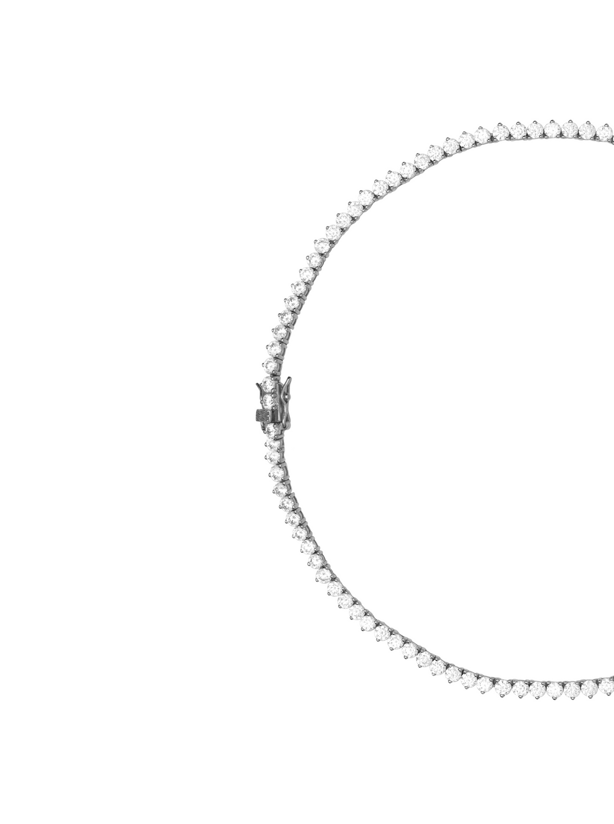 BENNINGTON 3-PRONG 3.5MM, LAB WHITE SAPPHIRE SILVER RIVIÈRE NECKLACE