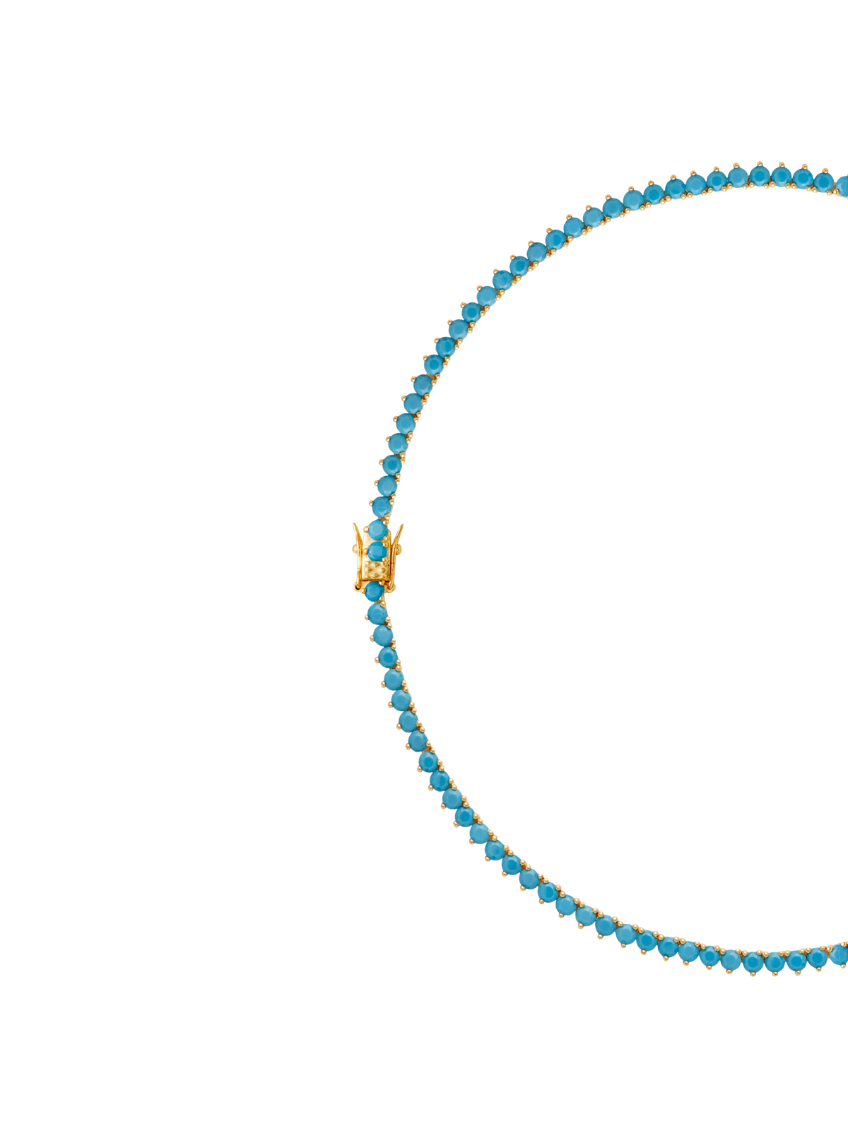 BENNINGTON 3-PRONG 3.5MM, NANO TURQUOISE AND LAB DIAMOND RIVIÈRE NECKLACE, GOLD