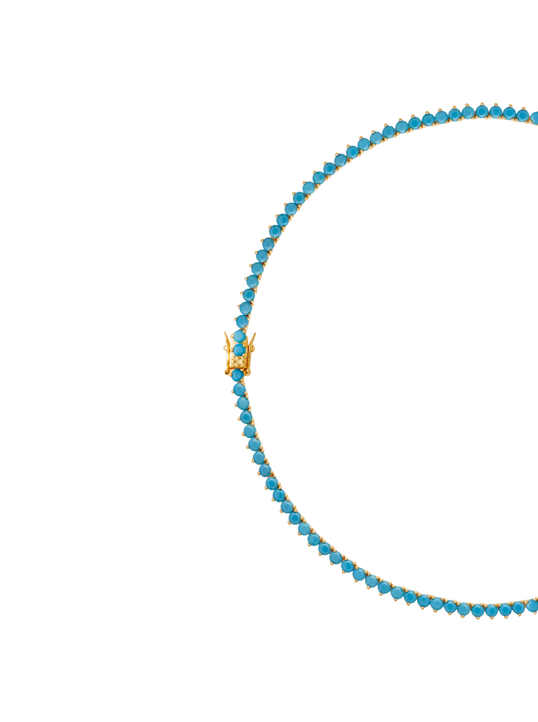 BENNINGTON 3-PRONG 3.5MM, NANO TURQUOISE AND LAB DIAMOND RIVIÈRE NECKLACE, GOLD