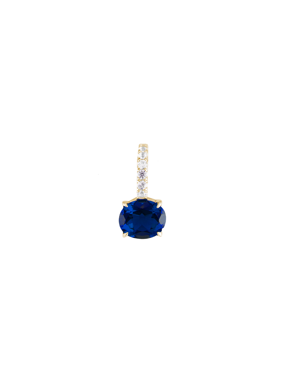 LAB BLUE SAPPHIRE EAST WEST OVAL PENDANT, GOLD