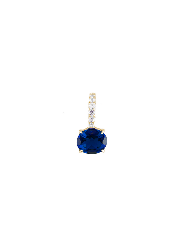 LAB-GROWN BLUE SAPPHIRE EAST WEST OVAL PENDANT, GOLD