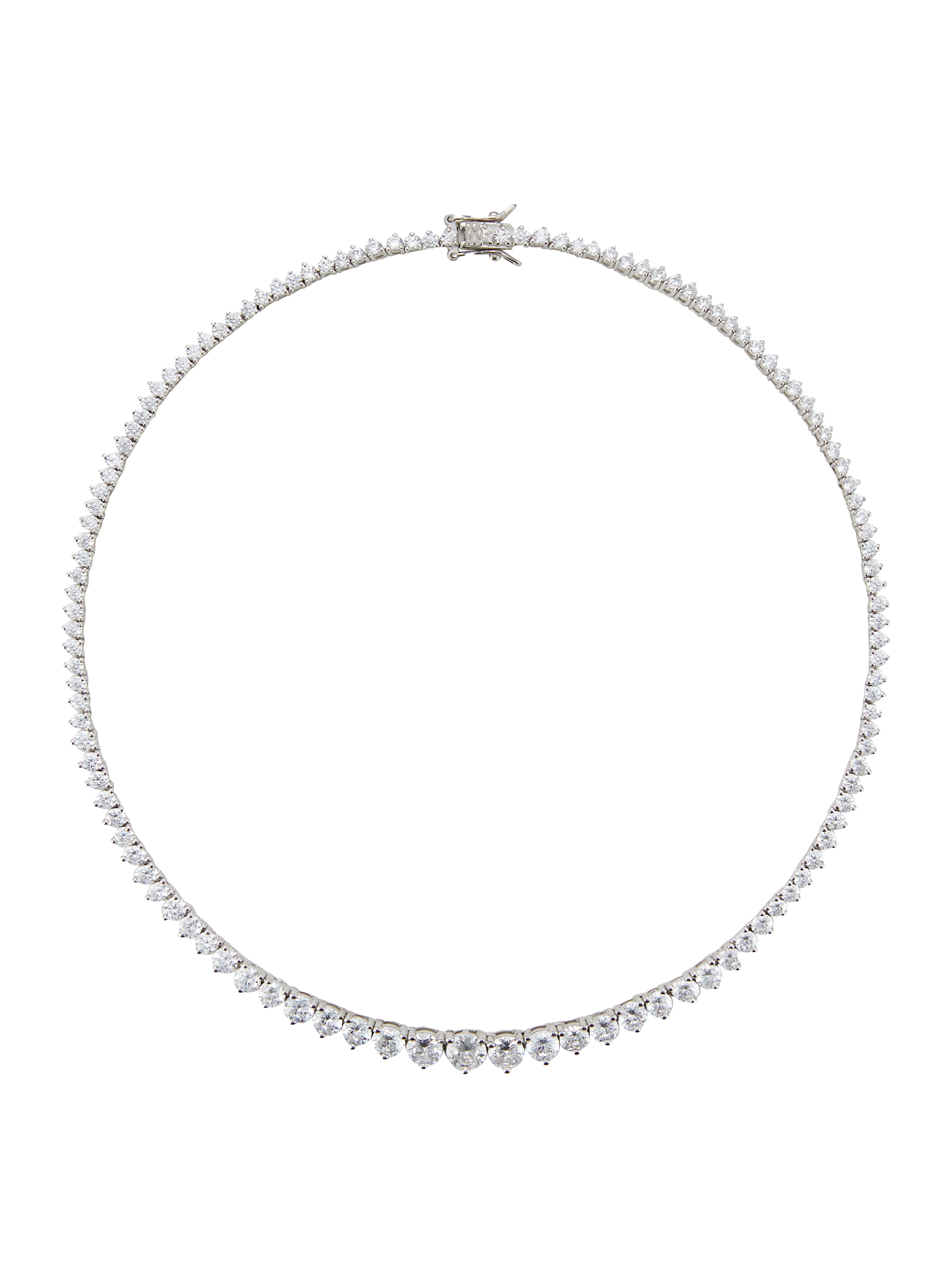 CAMPBELL GRADUATED, LAB WHITE SAPPHIRE SILVER RIVIÈRE NECKLACE