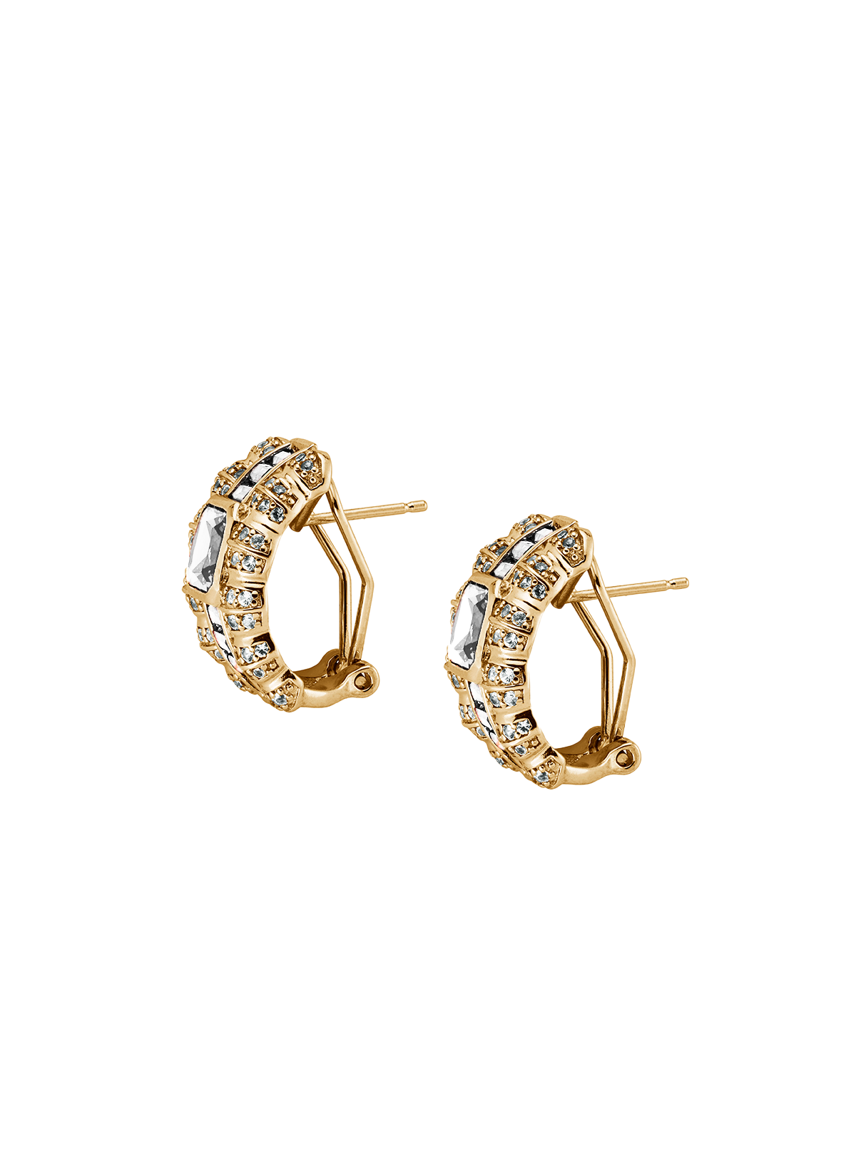 CRAWFORD ASSCHER CUT EARRINGS, GOLD