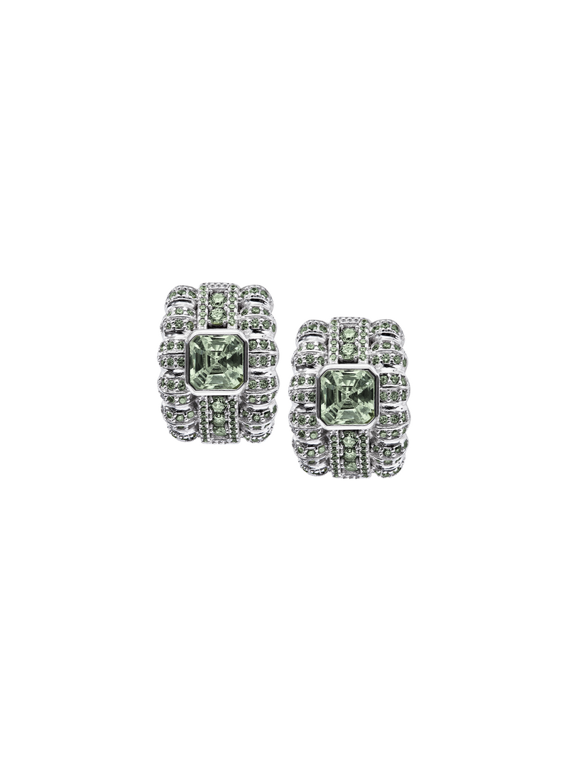 CRAWFORD ASSCHER CUT LIGHT GREEN SPINEL EARRINGS