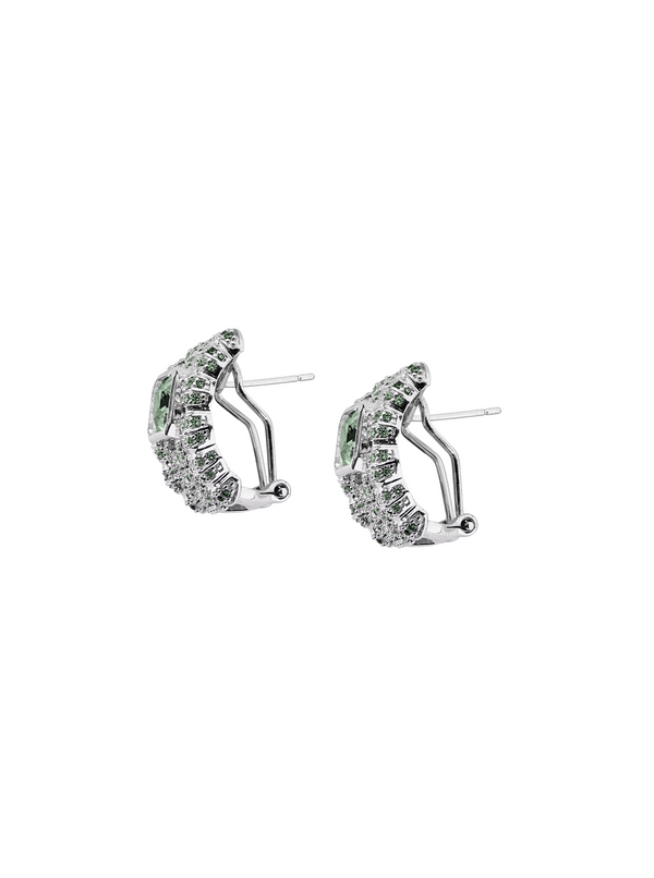 CRAWFORD ASSCHER CUT LIGHT GREEN SPINEL EARRINGS