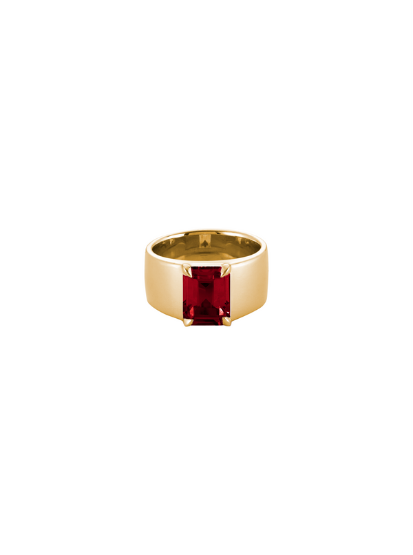 DAMIAN LAB RED SAPPHIRE CIGAR BAND, GOLD