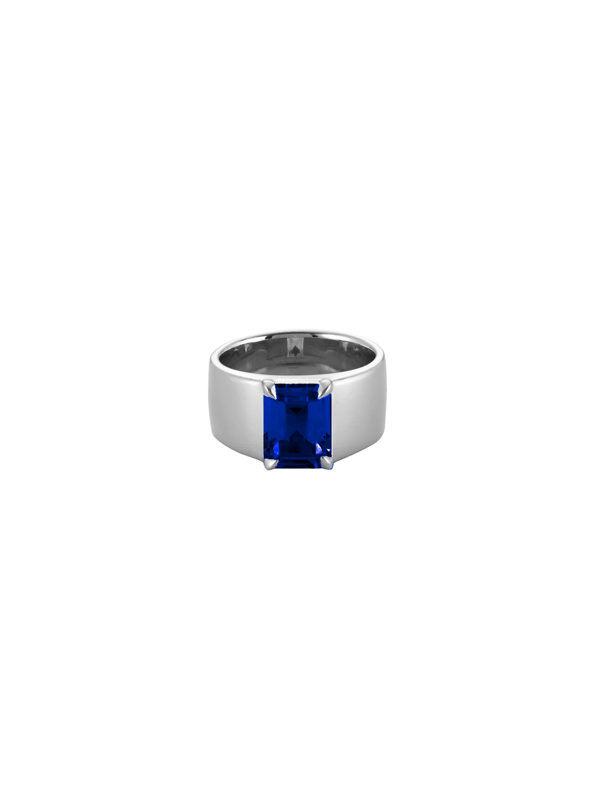 DAMIAN LAB BLUE SAPPHIRE CIGAR BAND, SILVER