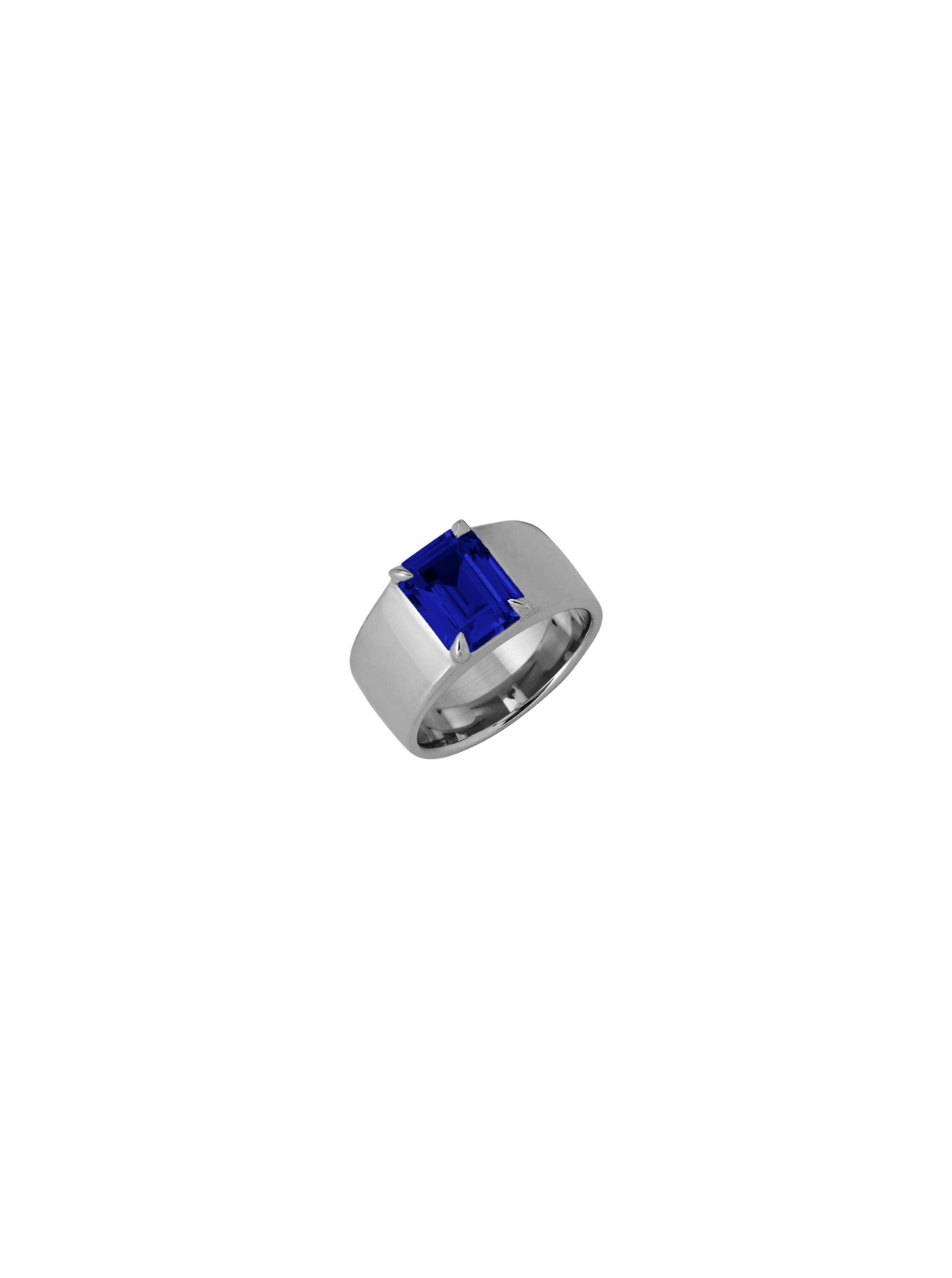 DAMIAN LAB BLUE SAPPHIRE CIGAR BAND, SILVER