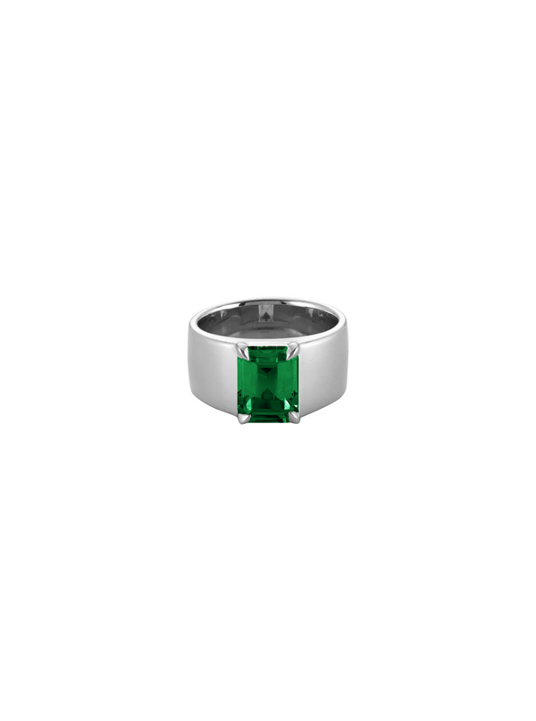 DAMIAN LAB EMERALD CIGAR BAND, SILVER