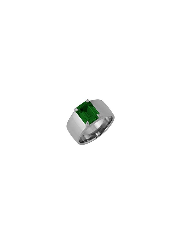 DAMIAN LAB EMERALD CIGAR BAND, SILVER