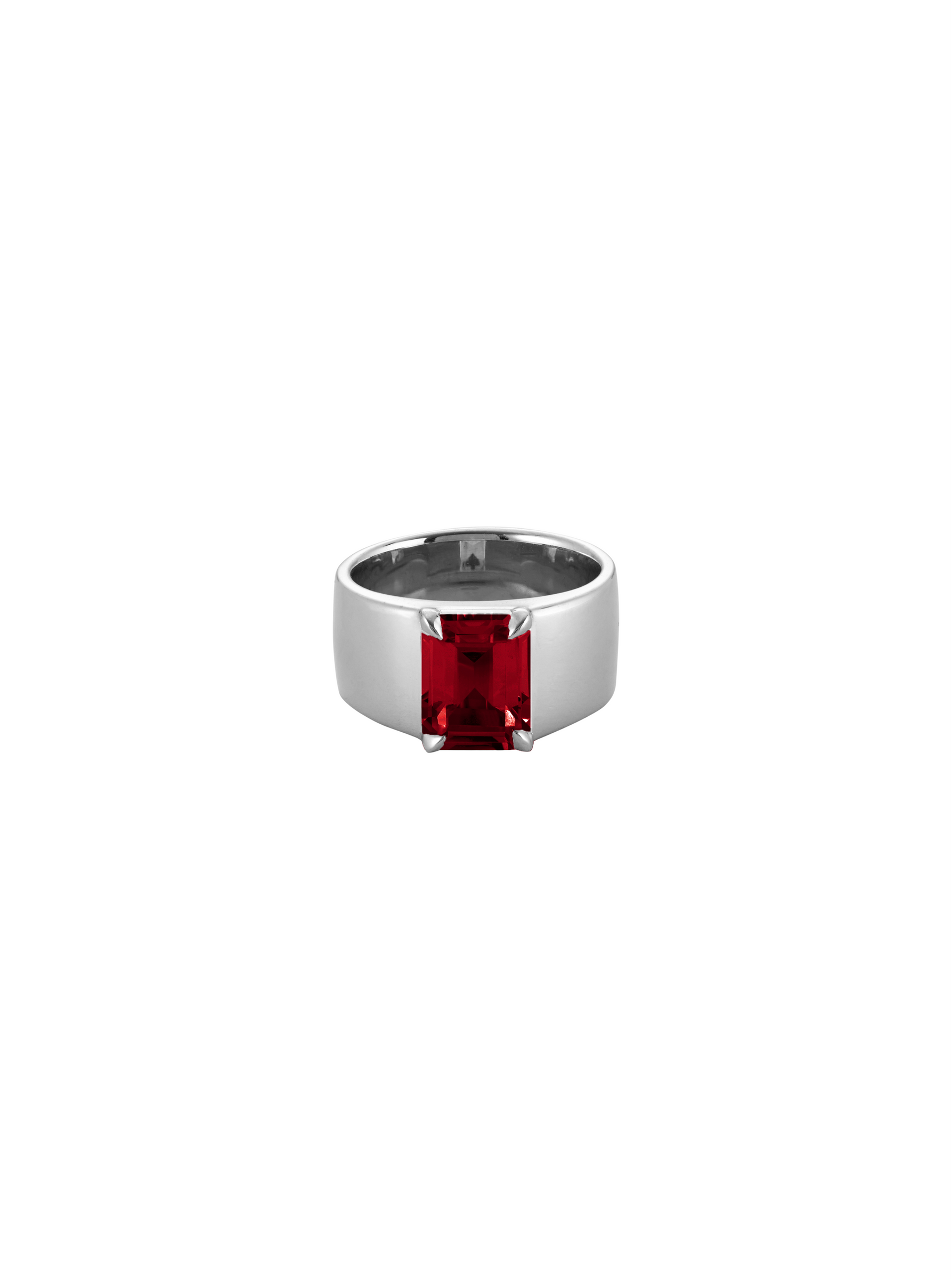 DAMIAN LAB RED SAPPHIRE CIGAR BAND, SILVER