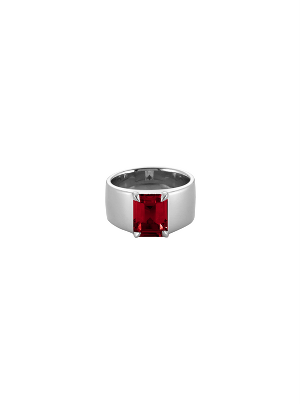 DAMIAN LAB RED SAPPHIRE CIGAR BAND, SILVER