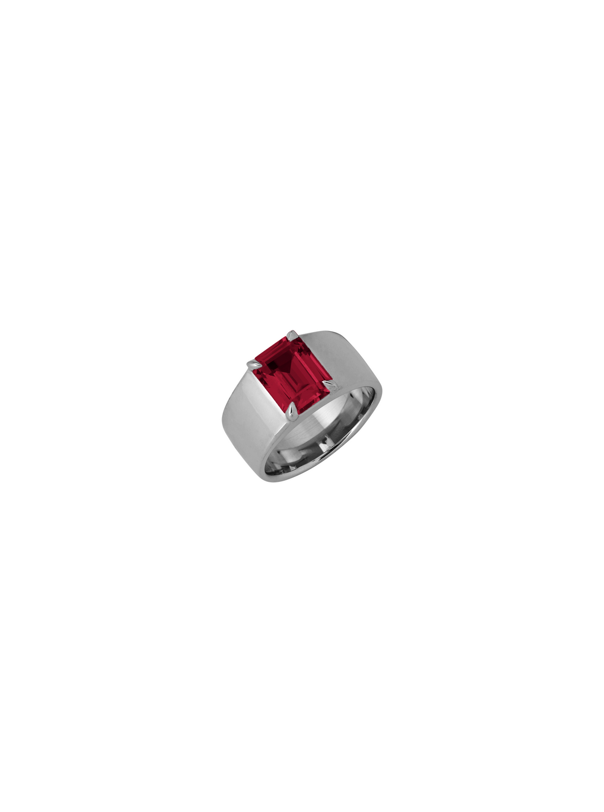 DAMIAN LAB RED SAPPHIRE CIGAR BAND, SILVER