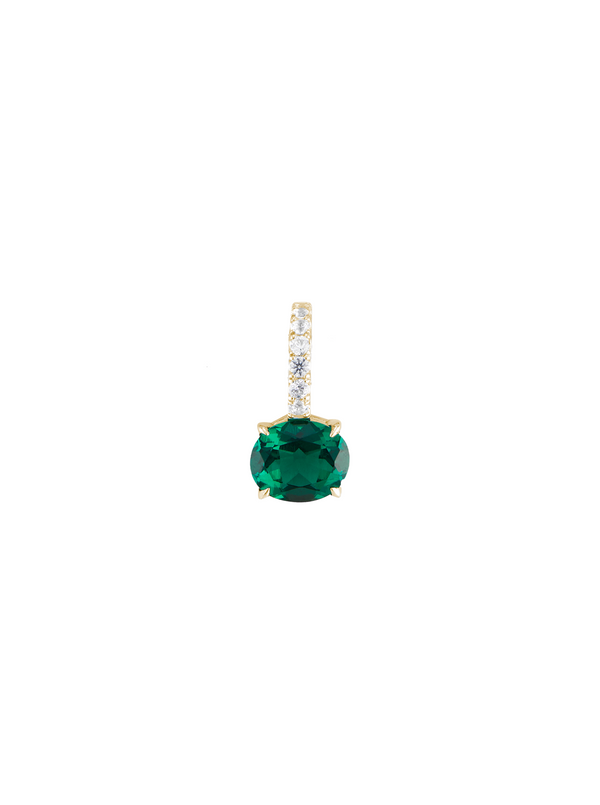 LAB-GROWN EMERALD EAST WEST OVAL PENDANT, GOLD