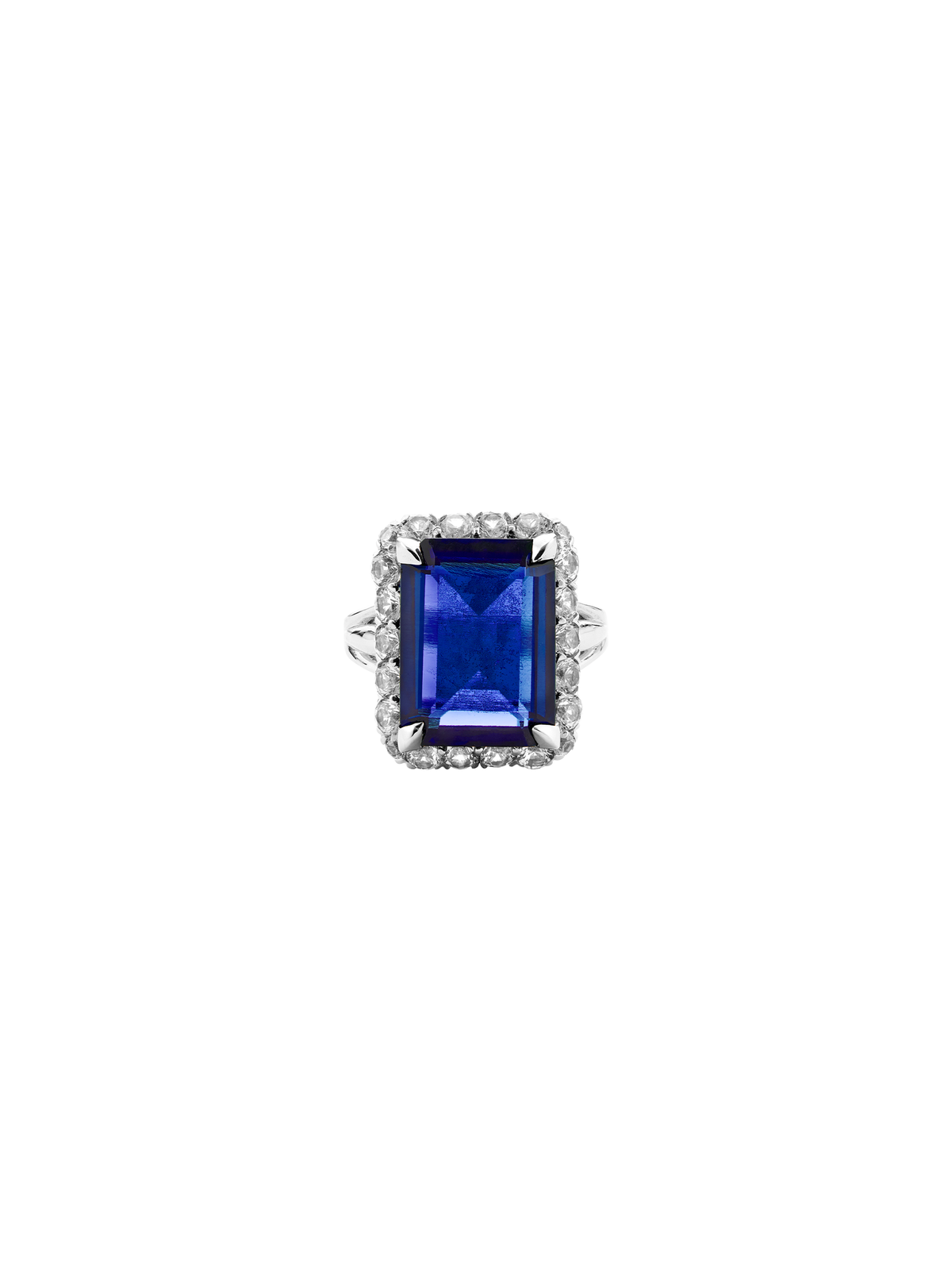 HASTINGS, LAB BLUE SAPPHIRE RING, SILVER