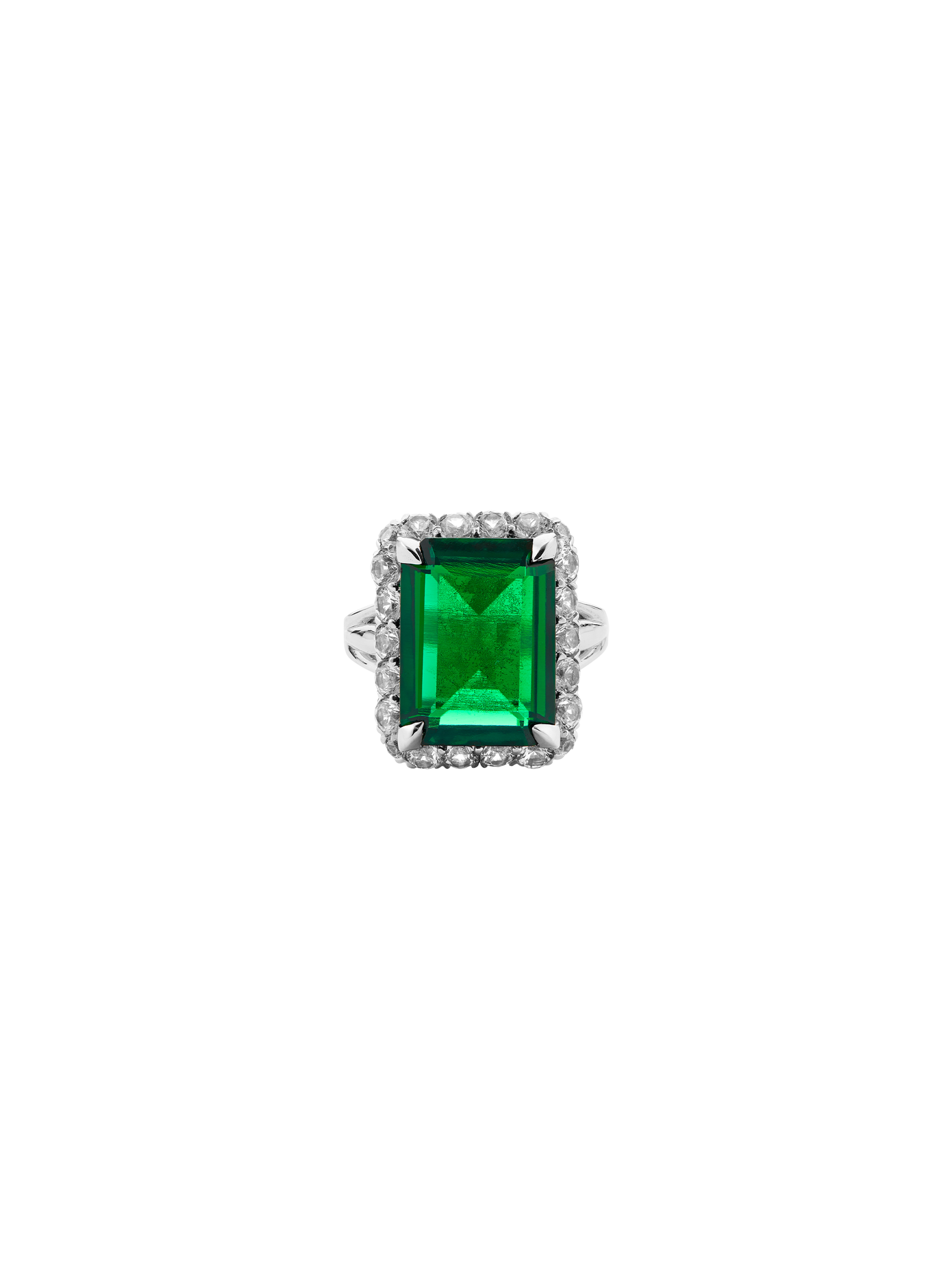 HASTINGS, LAB EMERALD RING, SILVER