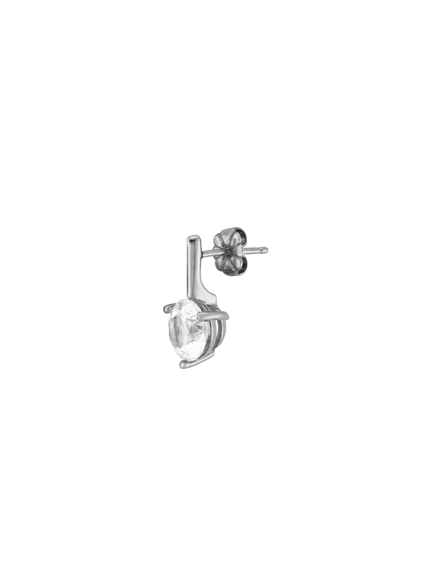 HENDRY, WHITE SAPPHIRE BAR STUD, SILVER