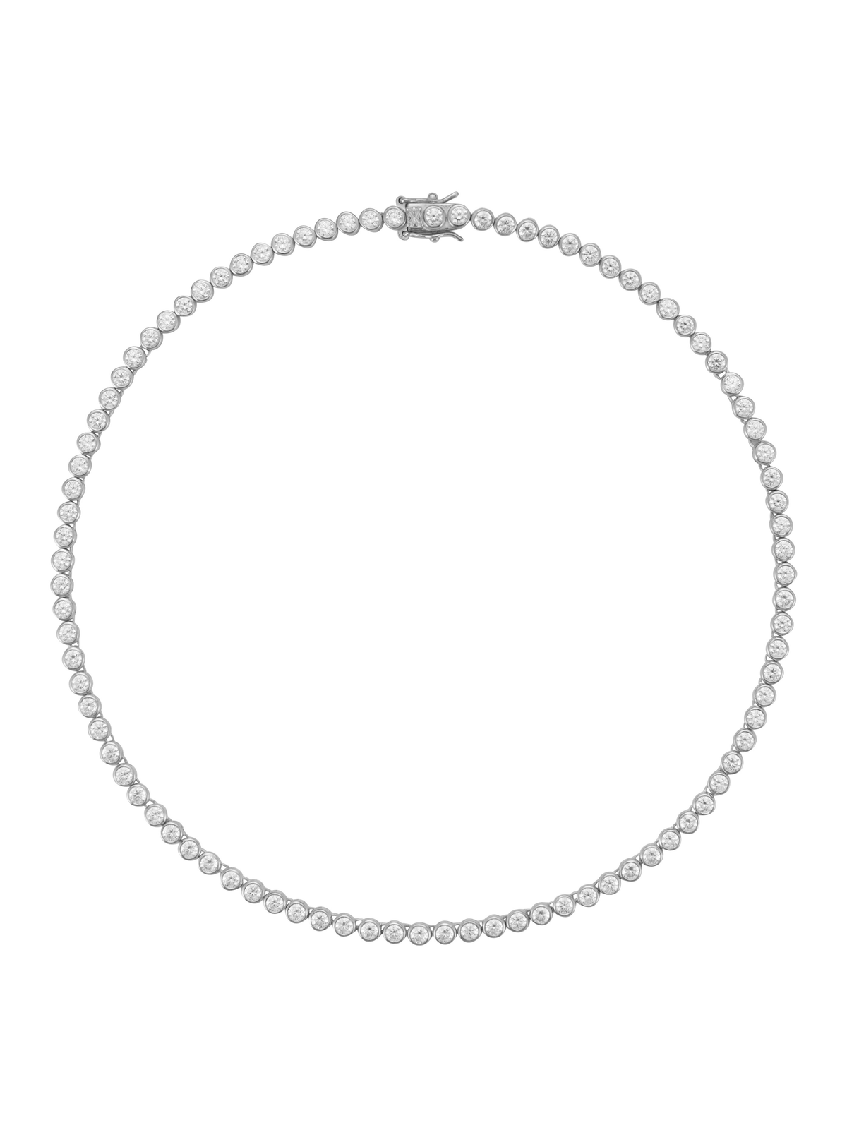 NEW SIZE: JAMES BEZEL 3MM, LAB WHITE SAPPHIRE SILVER RIVIÈRE NECKLACE