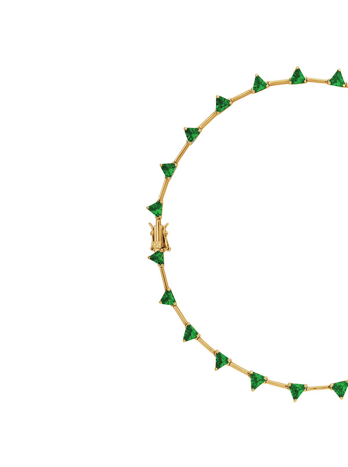 JULIEN TRILLION CUT, NANO CRYSTAL EMERALD GOLD BAR NECKLACE