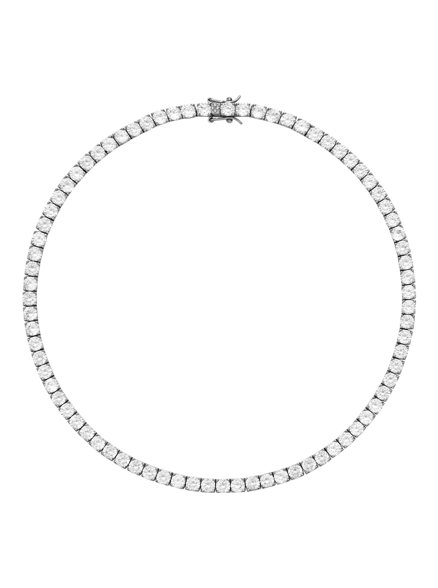 KATE 4.5MM ROUND CUT, SILVER RIVIÈRE  NECKLACE