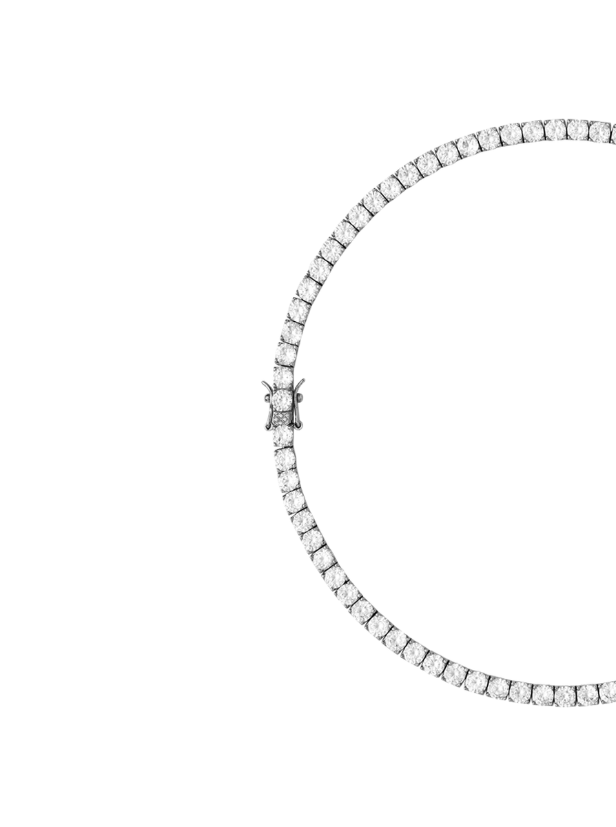 KATE 4.5MM ROUND CUT, SILVER RIVIÈRE  NECKLACE