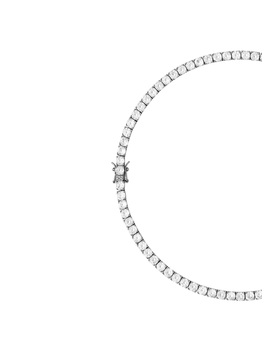 KATE 4.5MM ROUND CUT, SILVER RIVIÈRE  NECKLACE