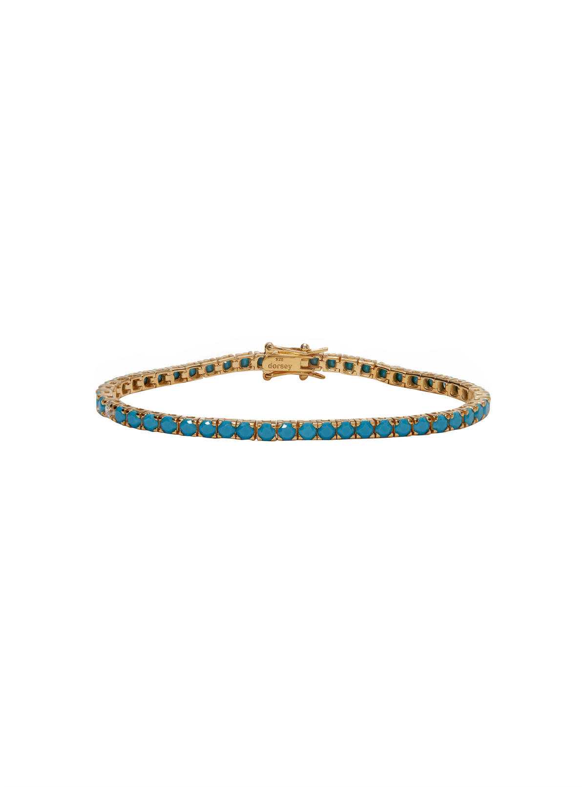 KATE 3MM ROUND CUT, NANO TURQUOISE AND LAB DIAMOND GOLD RIVIÈRE BRACELET