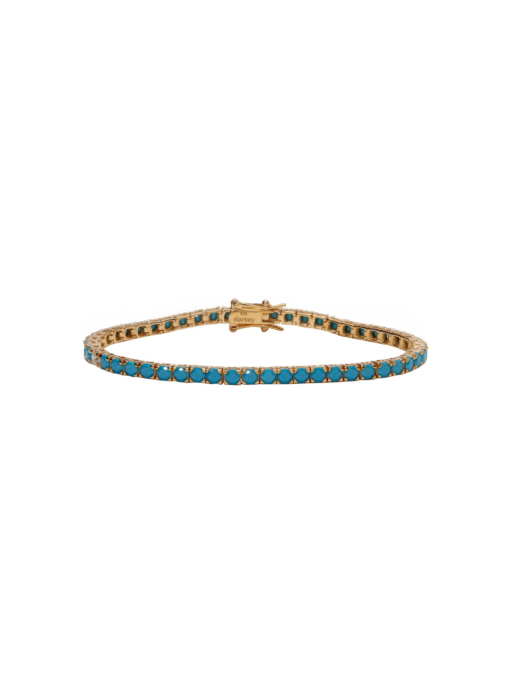 KATE 3MM ROUND CUT, NANO TURQUOISE AND LAB DIAMOND GOLD RIVIÈRE BRACELET