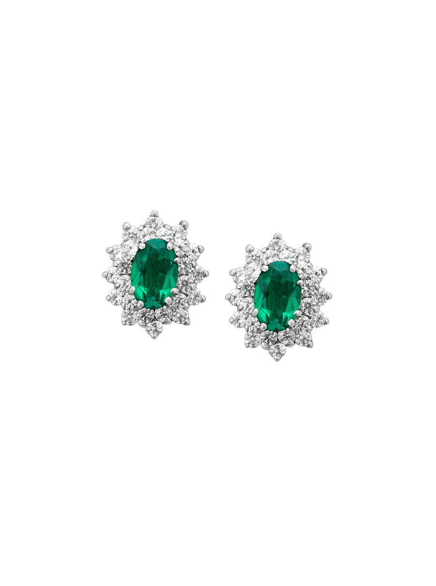 LOUISE, EMERALD & WHITE SAPPHIRE STUDS