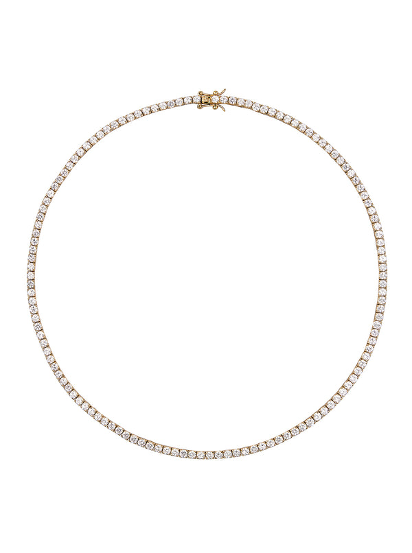 MOSS ROUND CUT, 3MM LAB WHITE SAPPHIRE GOLD RIVIÈRE NECKLACE