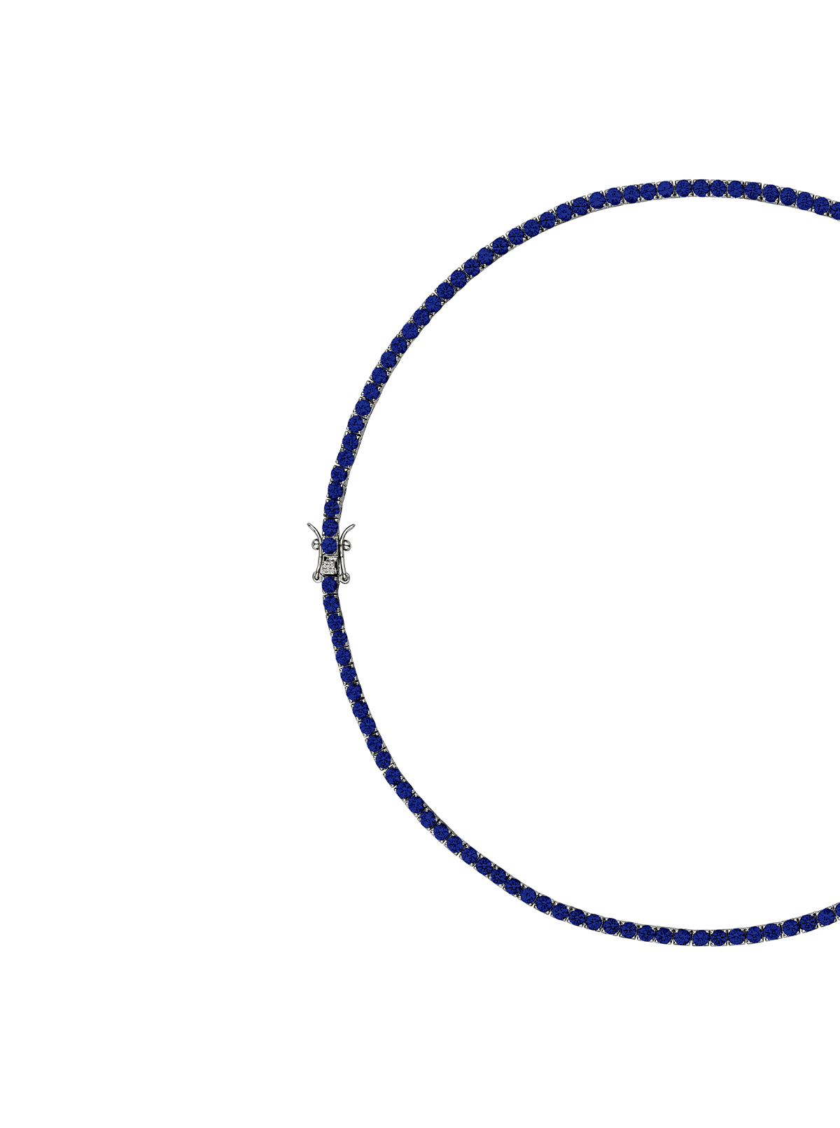 MOSS ROUND CUT, LAB BLUE SAPPHIRE RIVIÈRE NECKLACE