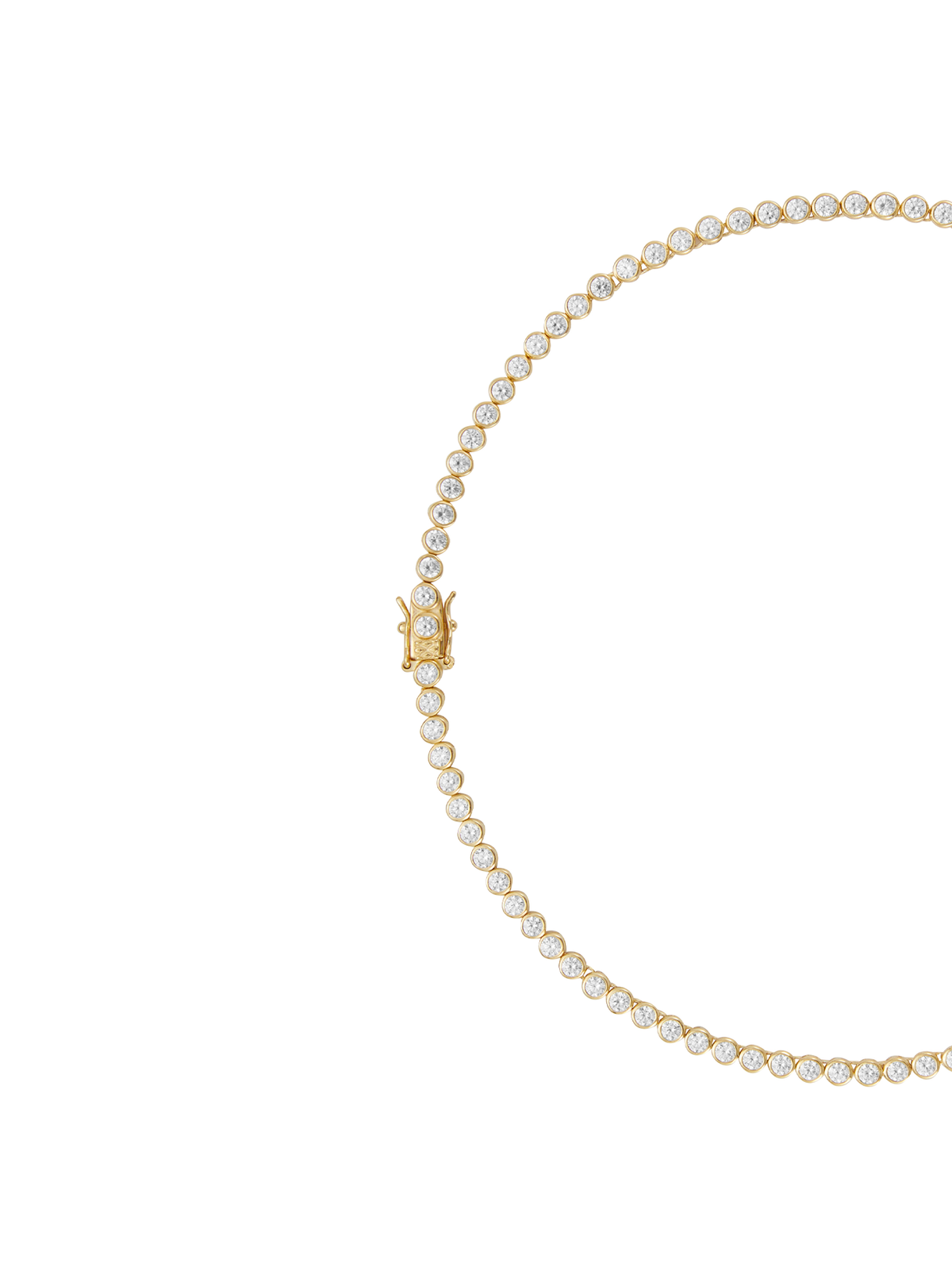 NEW SIZE: JAMES BEZEL 3MM, LAB WHITE SAPPHIRE GOLD RIVIÈRE NECKLACE