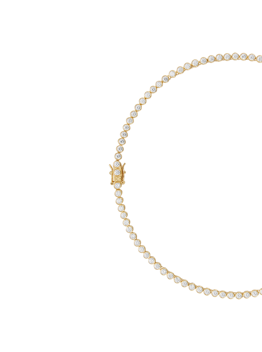 NEW SIZE: JAMES BEZEL 3MM, LAB WHITE SAPPHIRE GOLD RIVIÈRE NECKLACE