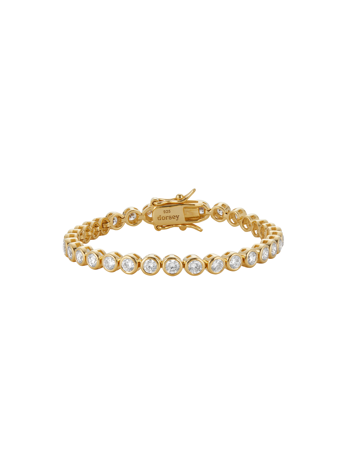 JAMES BEZEL 3MM, LAB WHITE SAPPHIRE GOLD RIVIÈRE BRACELET