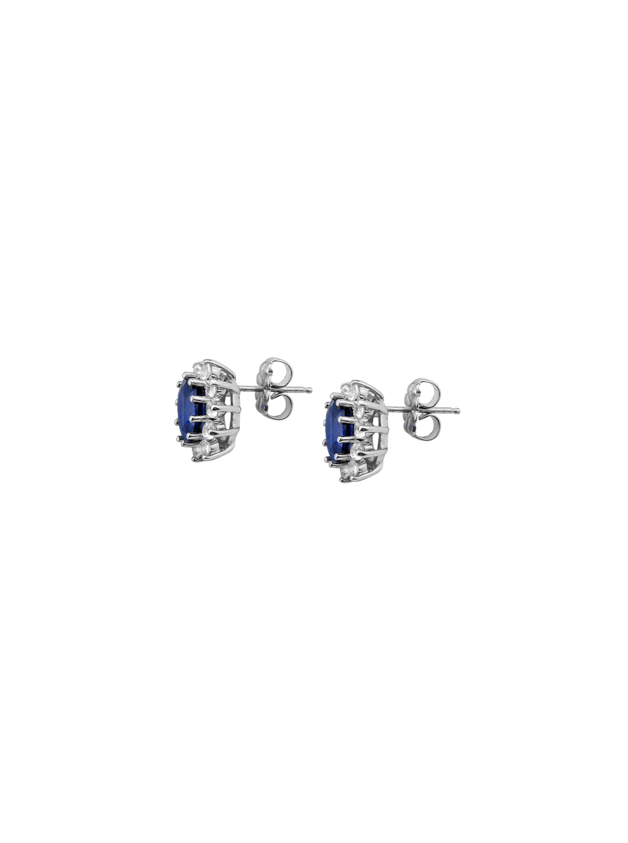 PETITE SPENCER, BLUE AND WHITE SAPPHIRE STUDS