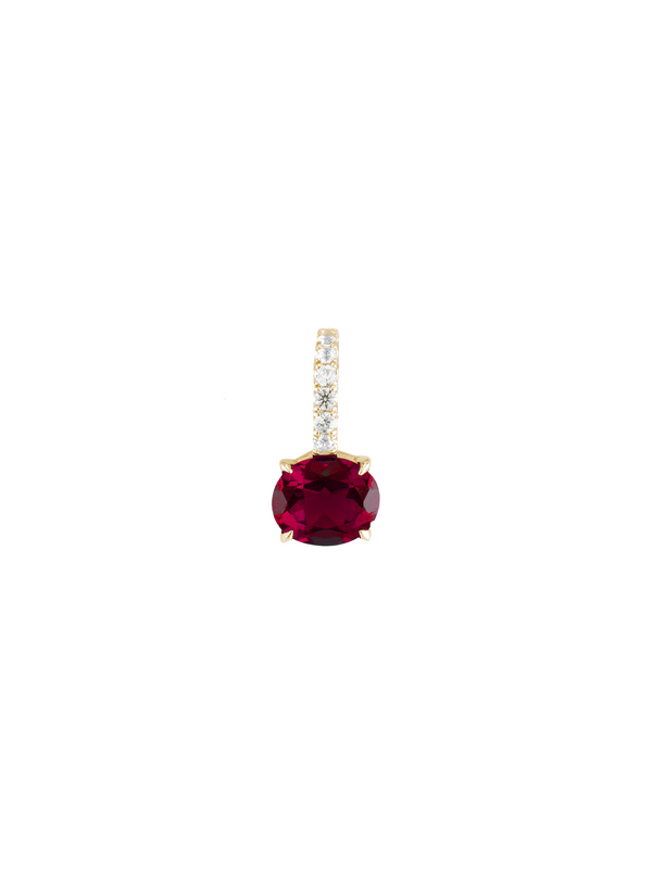 LAB RED SAPPHIRE EAST WEST OVAL PENDANT, GOLD