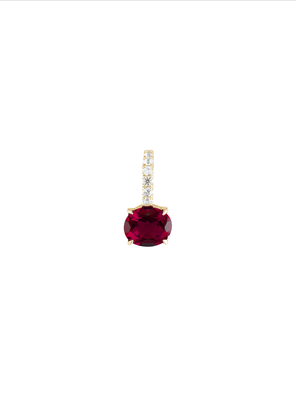 LAB-GROWN RED SAPPHIRE EAST WEST OVAL PENDANT, GOLD