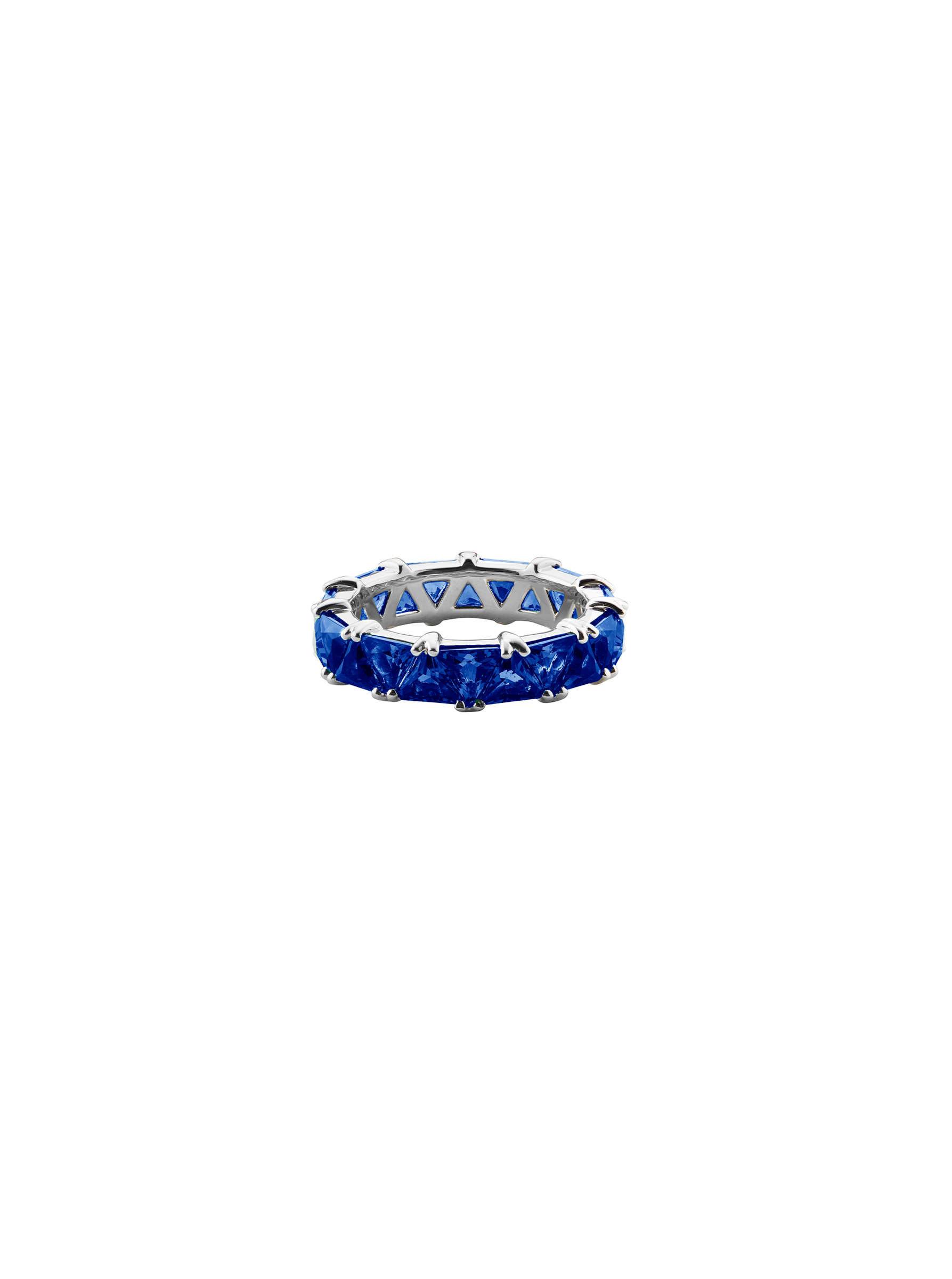 THEODORA DOUBLE TRILLION, LAB BLUE SAPPHIRE RING, SILVER