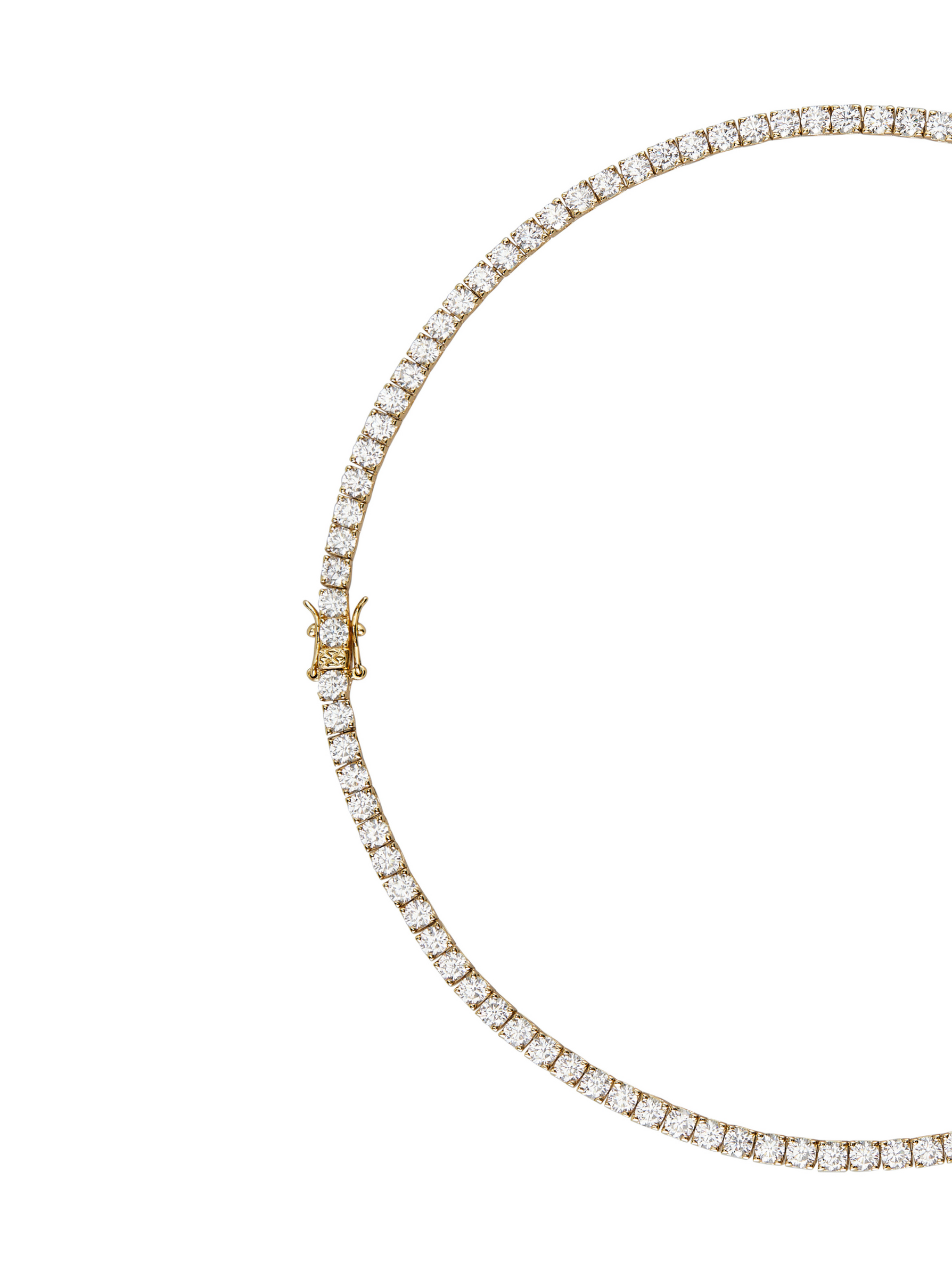 KATE ROUND CUT, LAB WHITE SAPPHIRE GOLD RIVIÈRE NECKLACE