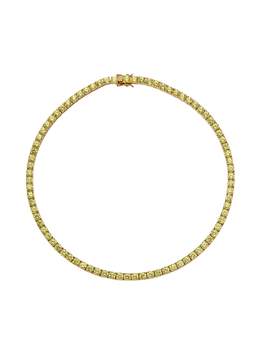 CUSTOM KATE 4.5MM ROUND CUT, LAB CANARY YELLOW SAPPHIRE RIVIÈRE  NECKLACE