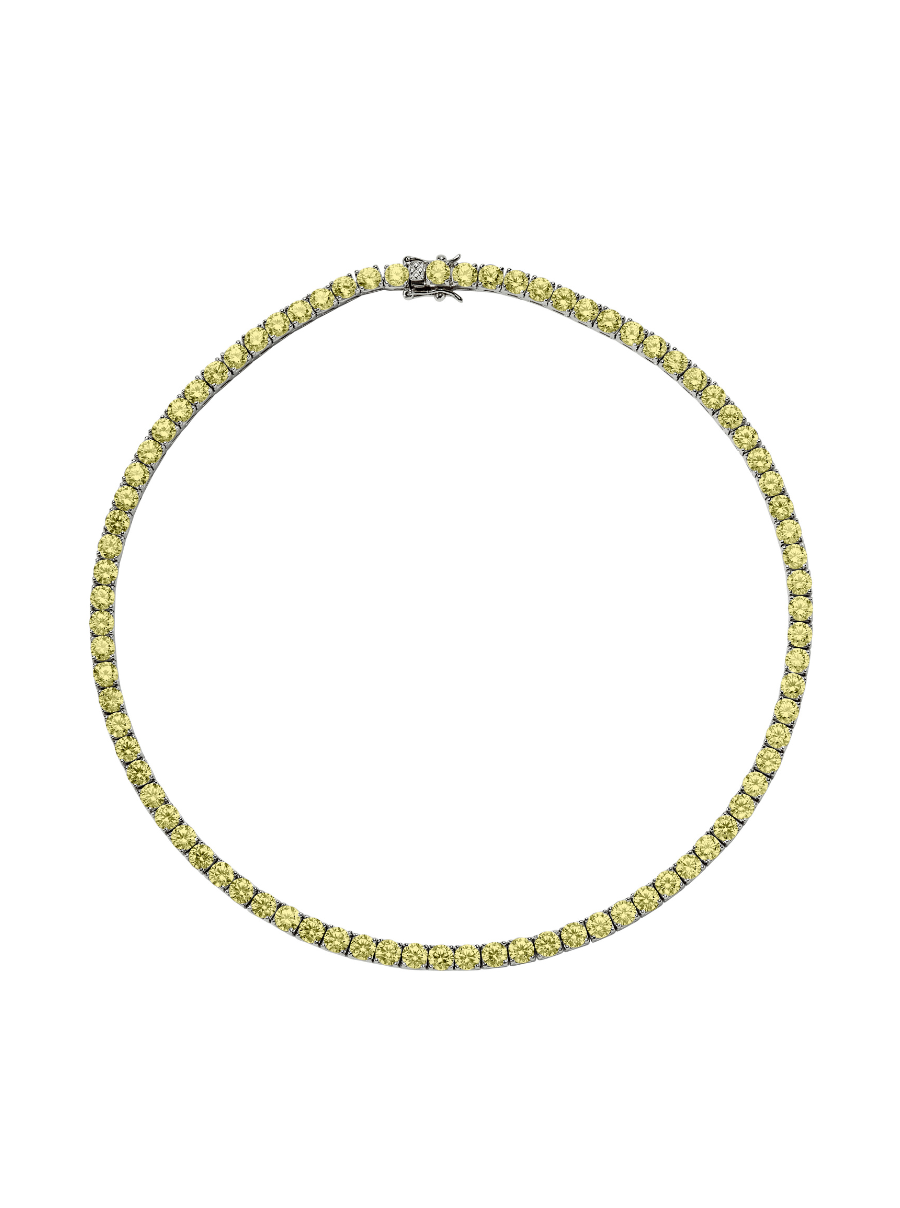 CUSTOM KATE 4.5MM ROUND CUT, LAB CANARY YELLOW SAPPHIRE RIVIÈRE  NECKLACE