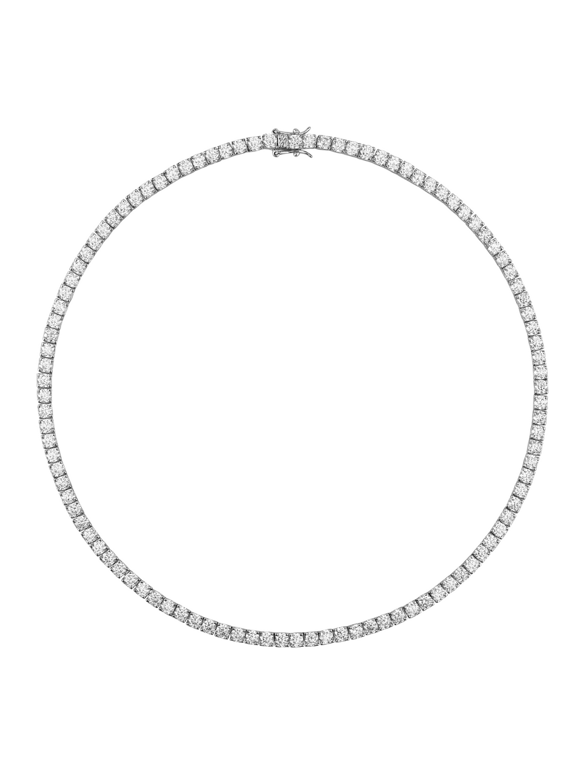 KATE ROUND CUT, 3.75MM LAB WHITE SAPPHIRE SILVER RIVIÈRE NECKLACE