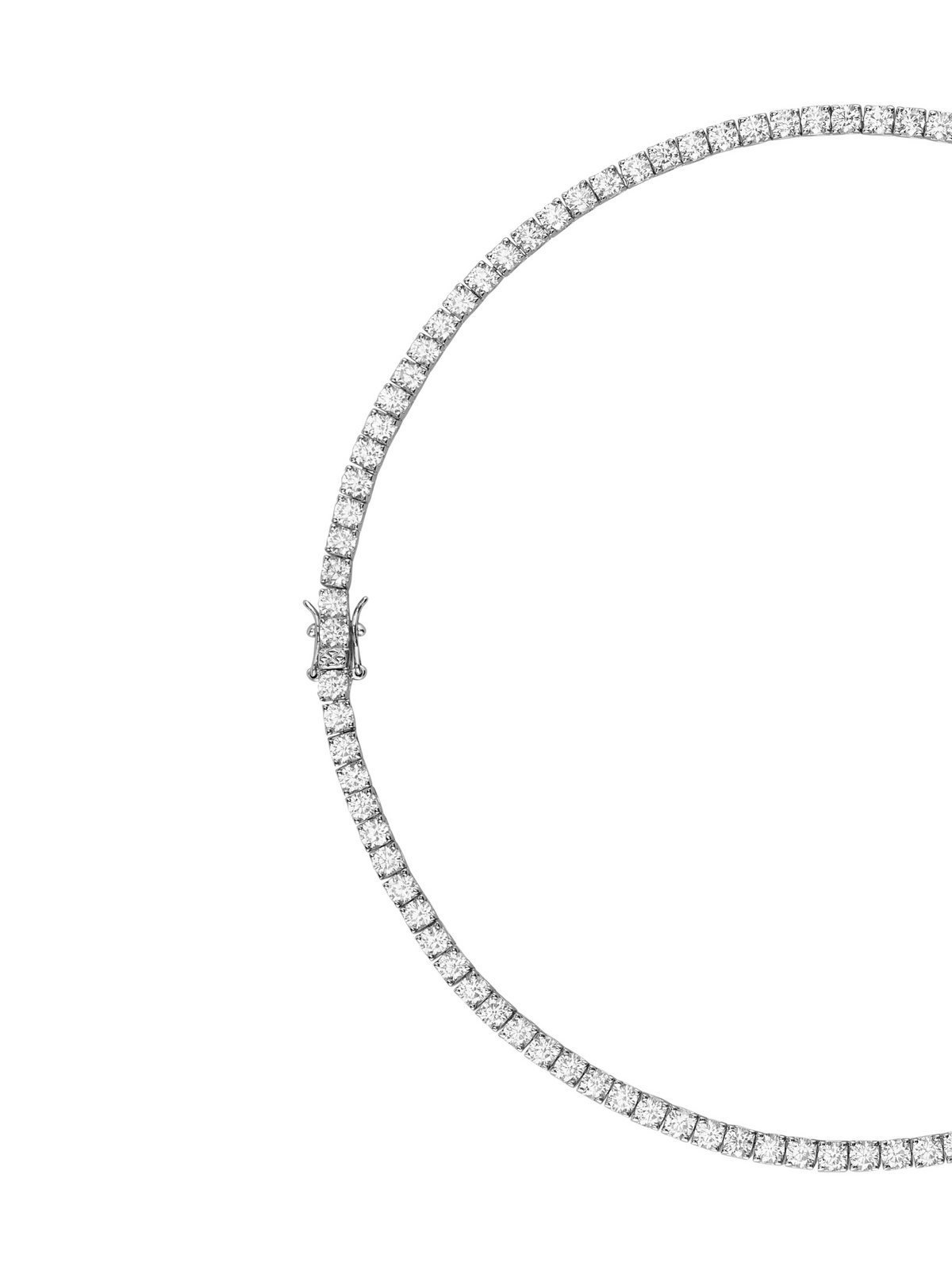 KATE ROUND CUT, LAB WHITE SAPPHIRE SILVER RIVIÈRE NECKLACE